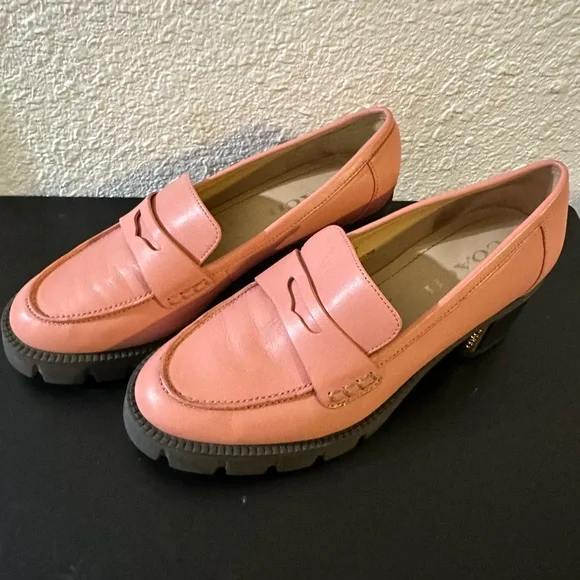 Coach Blush Pink Leather Loafers - Picture 2 of 7